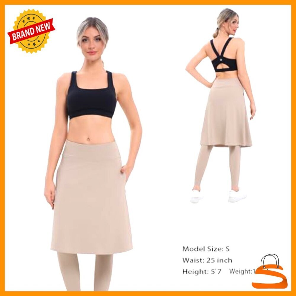 Knee Length Skirted Leggings Active Skorts with Pockets Soft Stretch Material - Picture 5 of 5